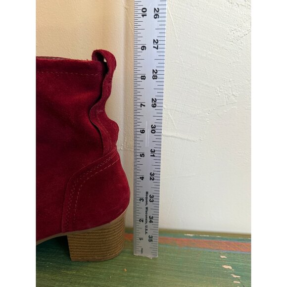 Canyon River Blues Boots Womens 8 Red Savannah Slouch Mid Suede Pull On Heels - Picture 10 of 10